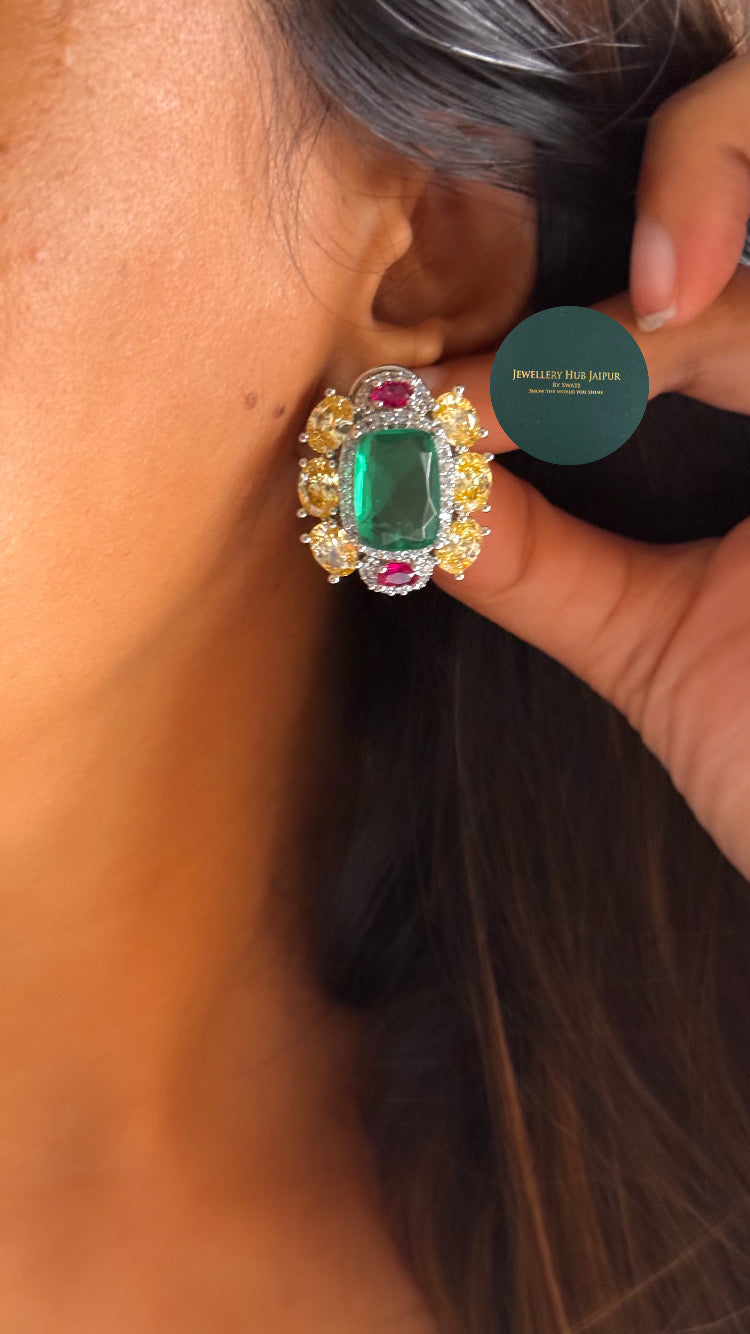 Mint doublet & real citrin with Rani pink studs