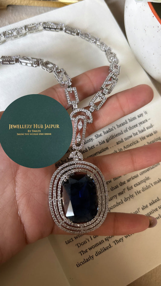 Sapphire diamond necklace set