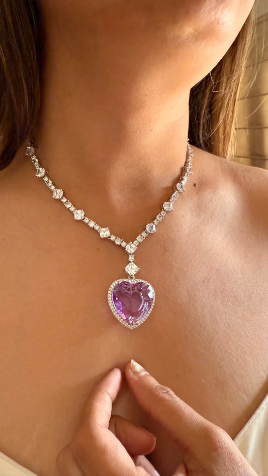 Viona Light Tanzanite heart diamond necklace