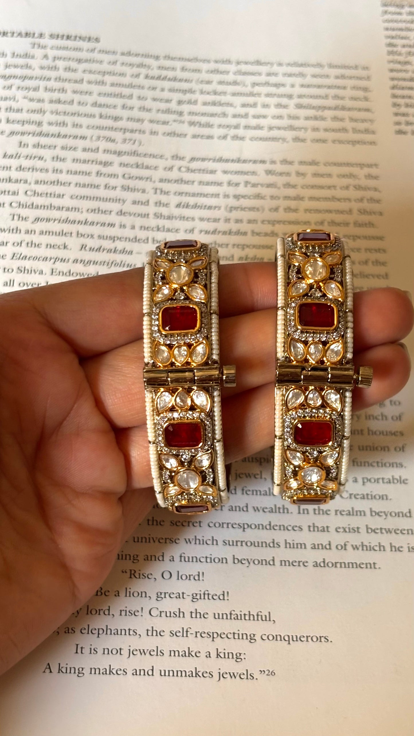 Real moissanite ruby polki Bangles