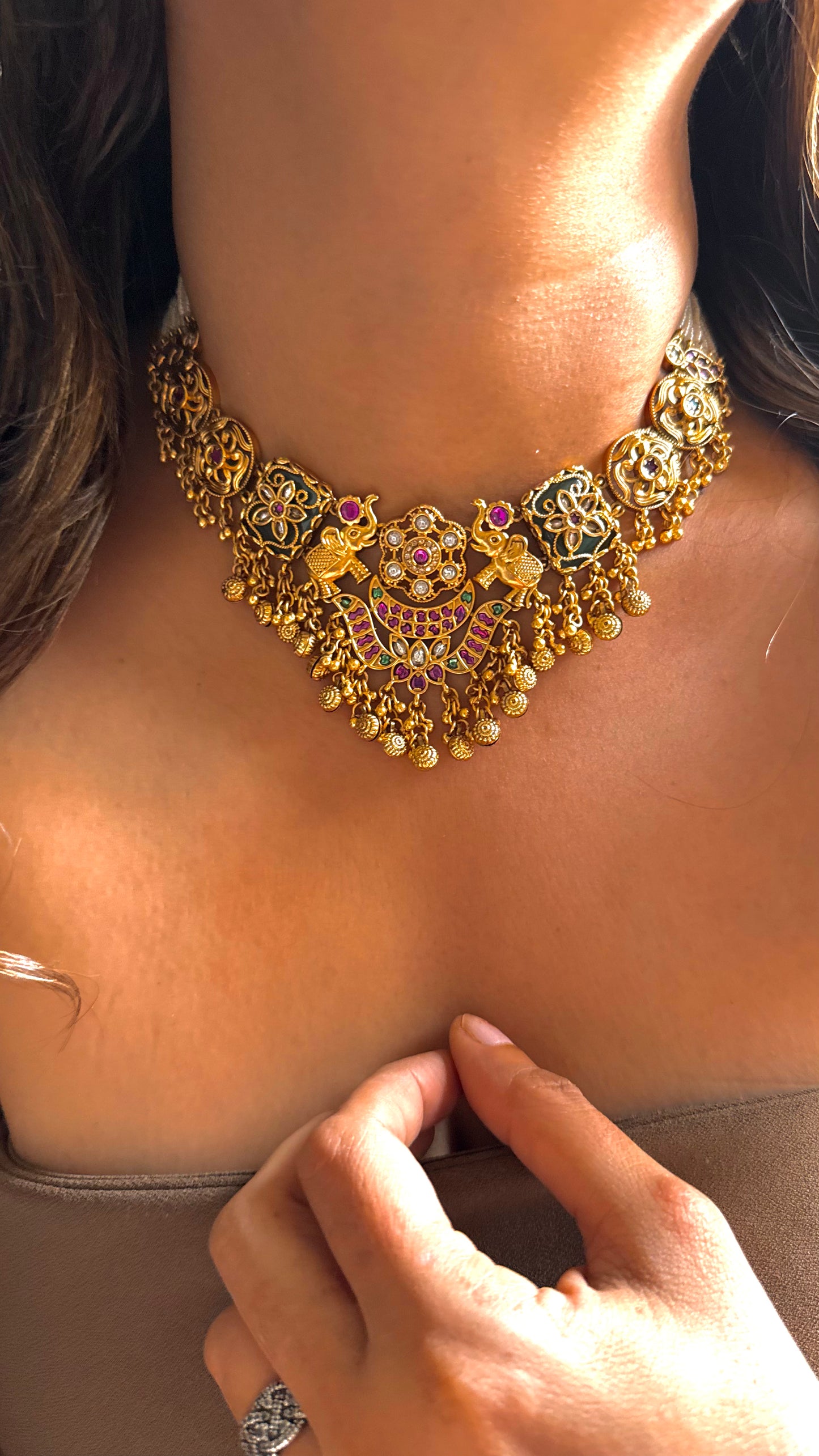 Gajanand Inspired Floral nakshi rajwada necklace set
