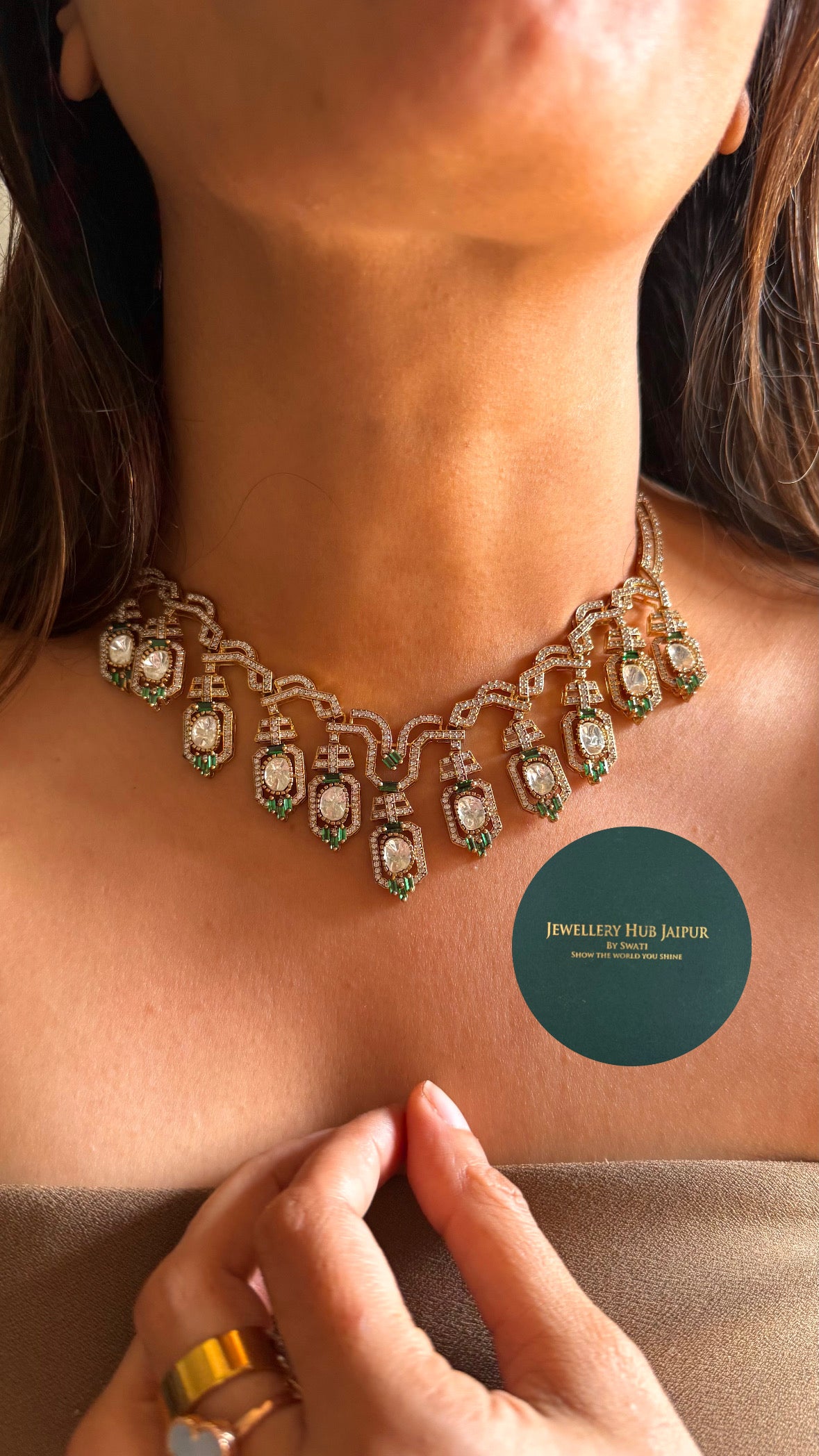 emerald diamond victorian necklace