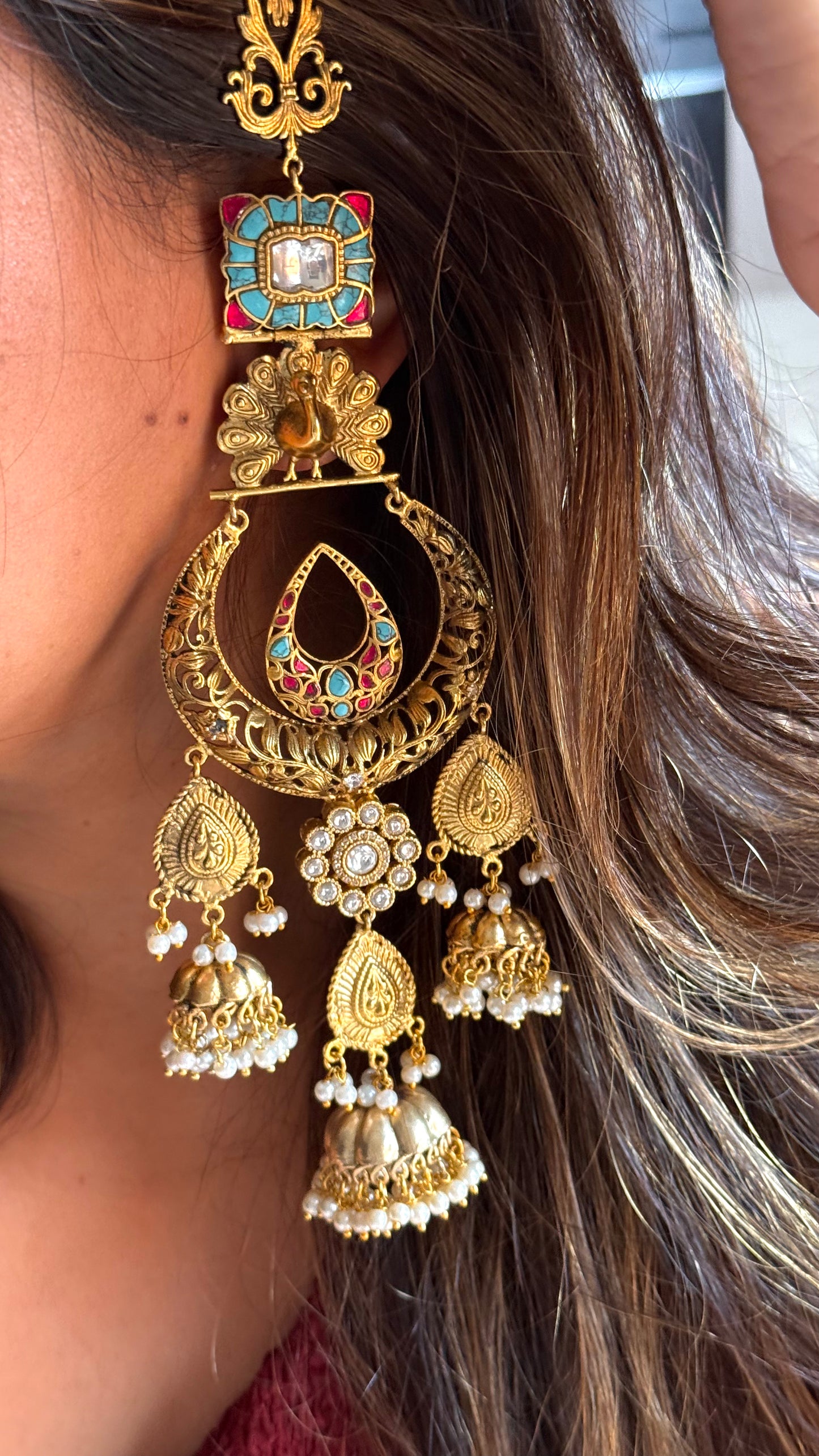Kashminiri heritage design pachi danglers