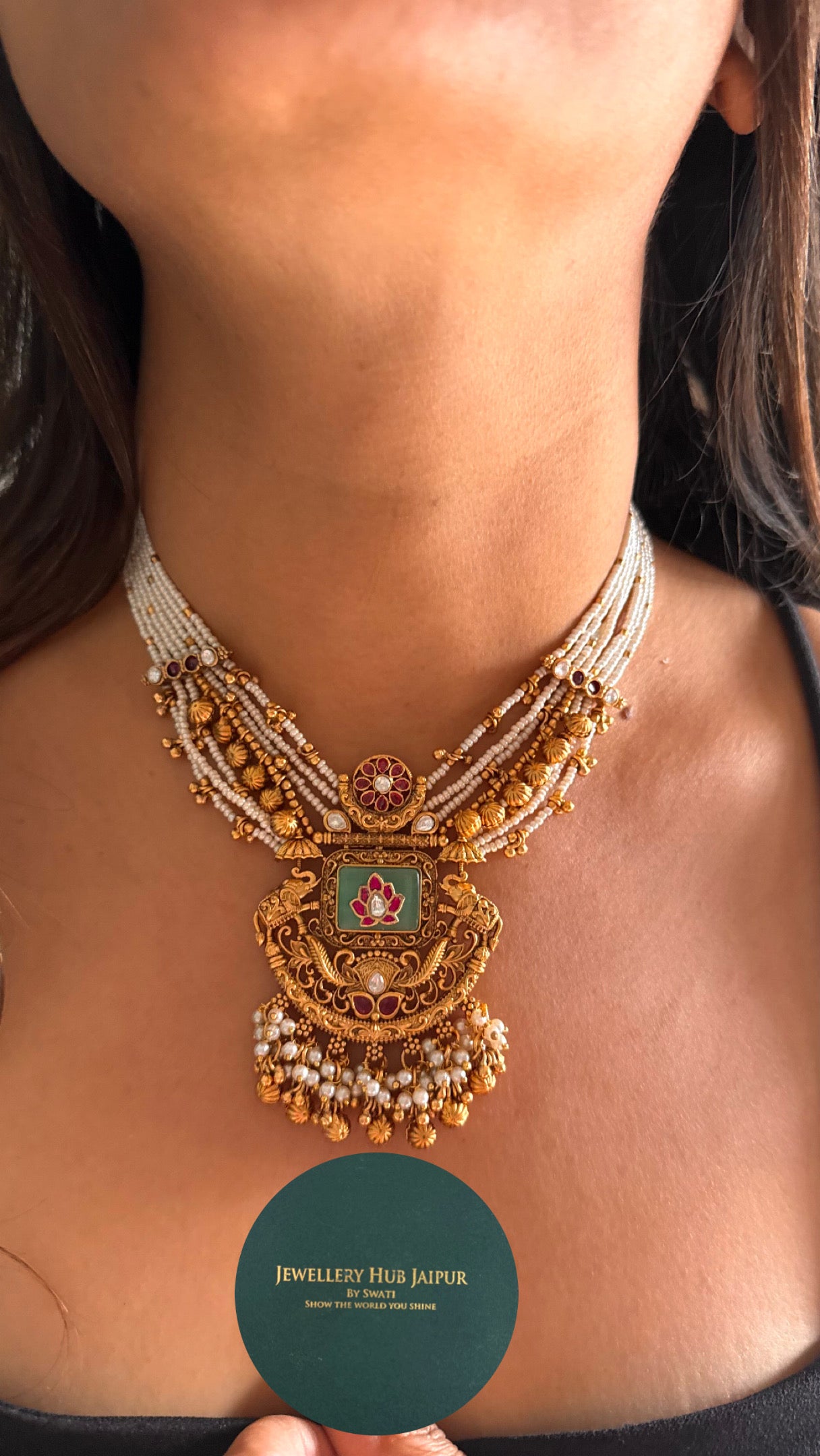 Mint ruby inlay heritage necklace