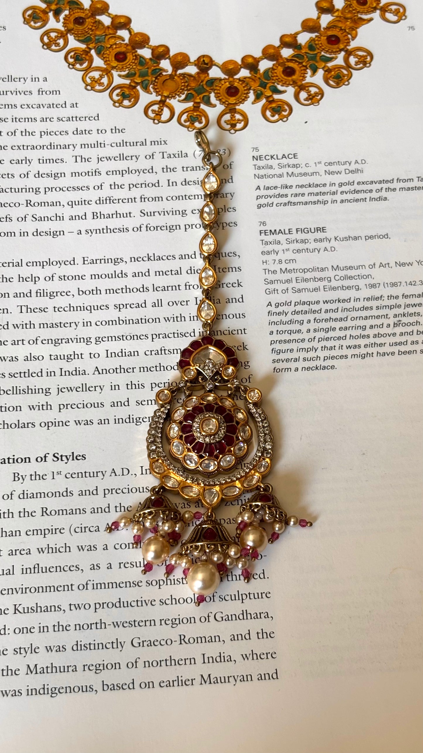 Ruby katdana moissanite with drops Maangtika