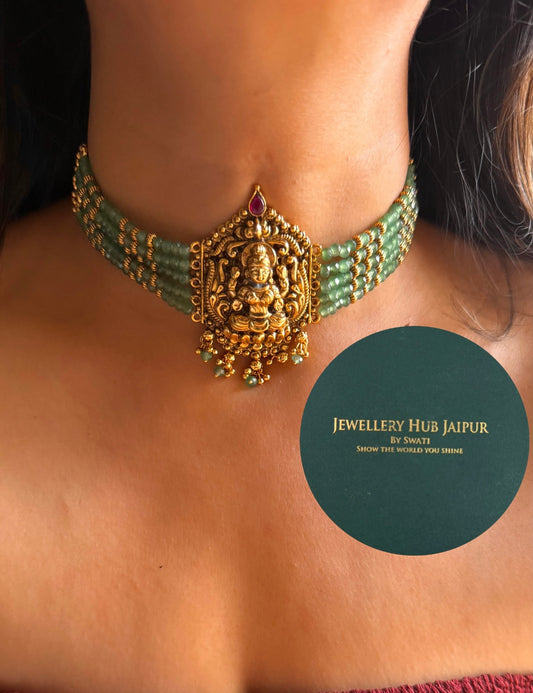 Goddess laxmi minimal mint choker set