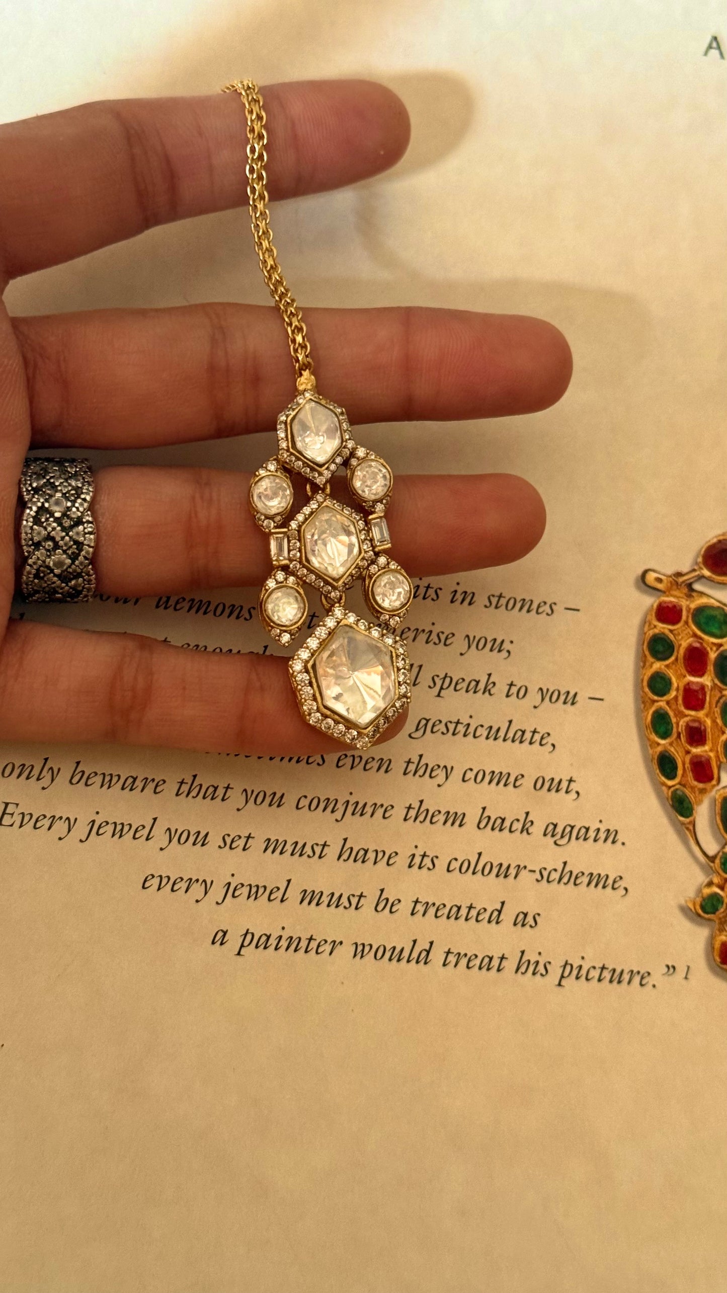 Moissanite polki maangtika