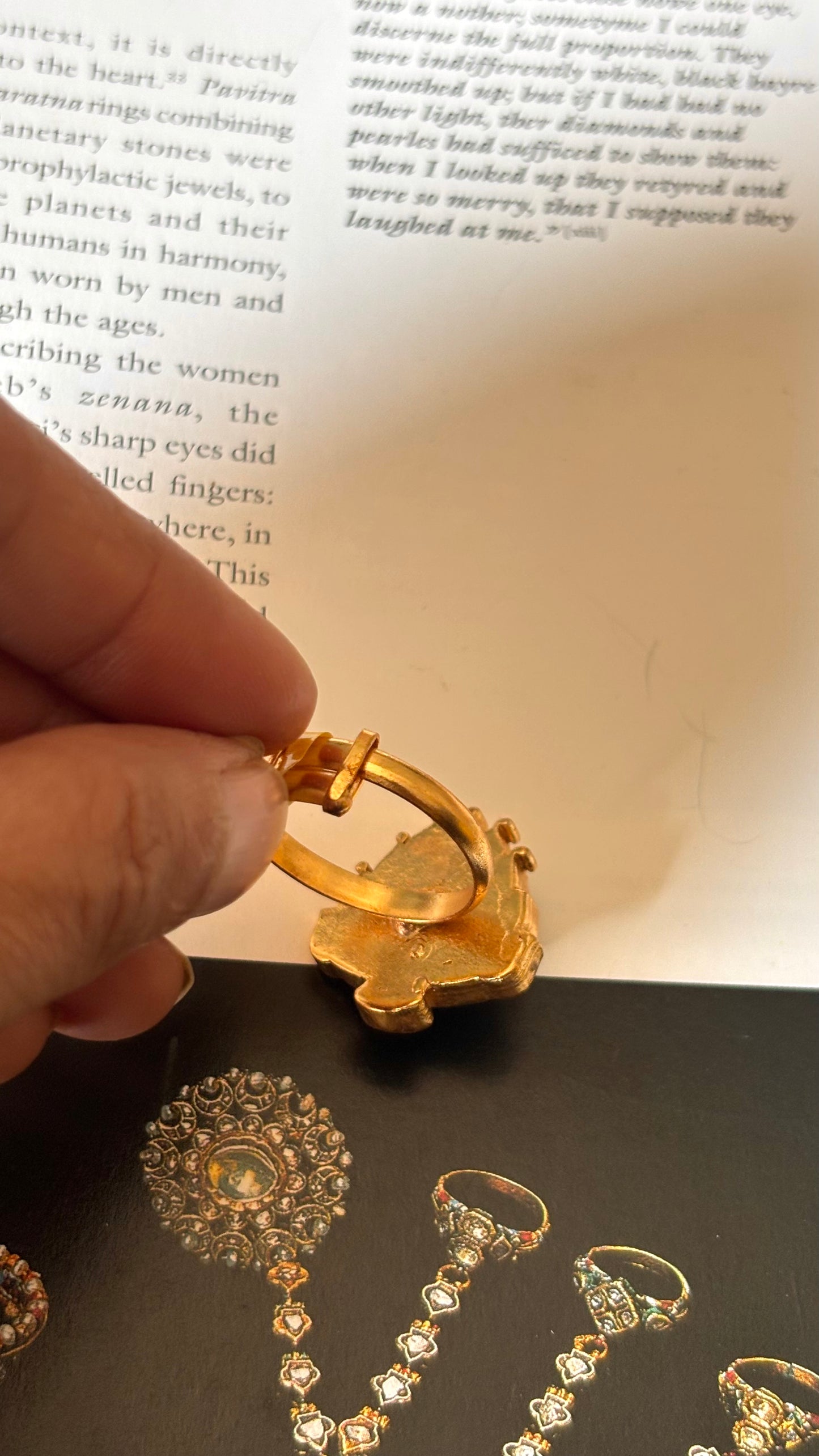 Emerald paachi kundan polki Ring