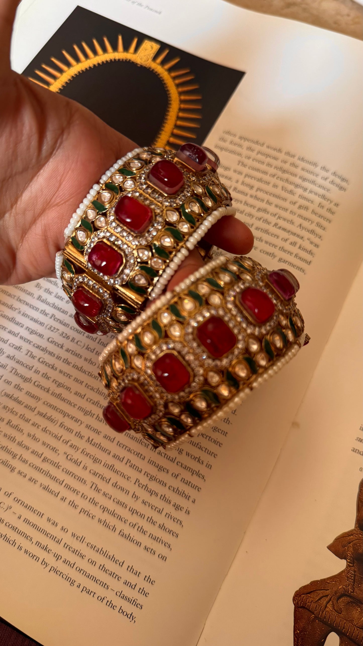 Emerald meenakari and ruby doublet bangles