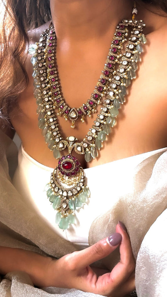Moissanite ruby layered Rani haar (will be made on order in 5 to 7 days)