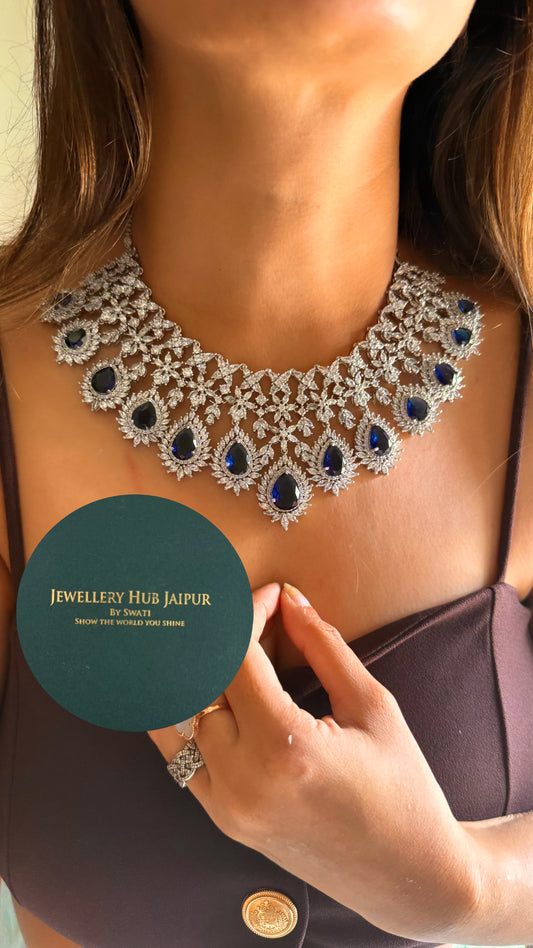 Liza Sapphire doublet diamond collar set