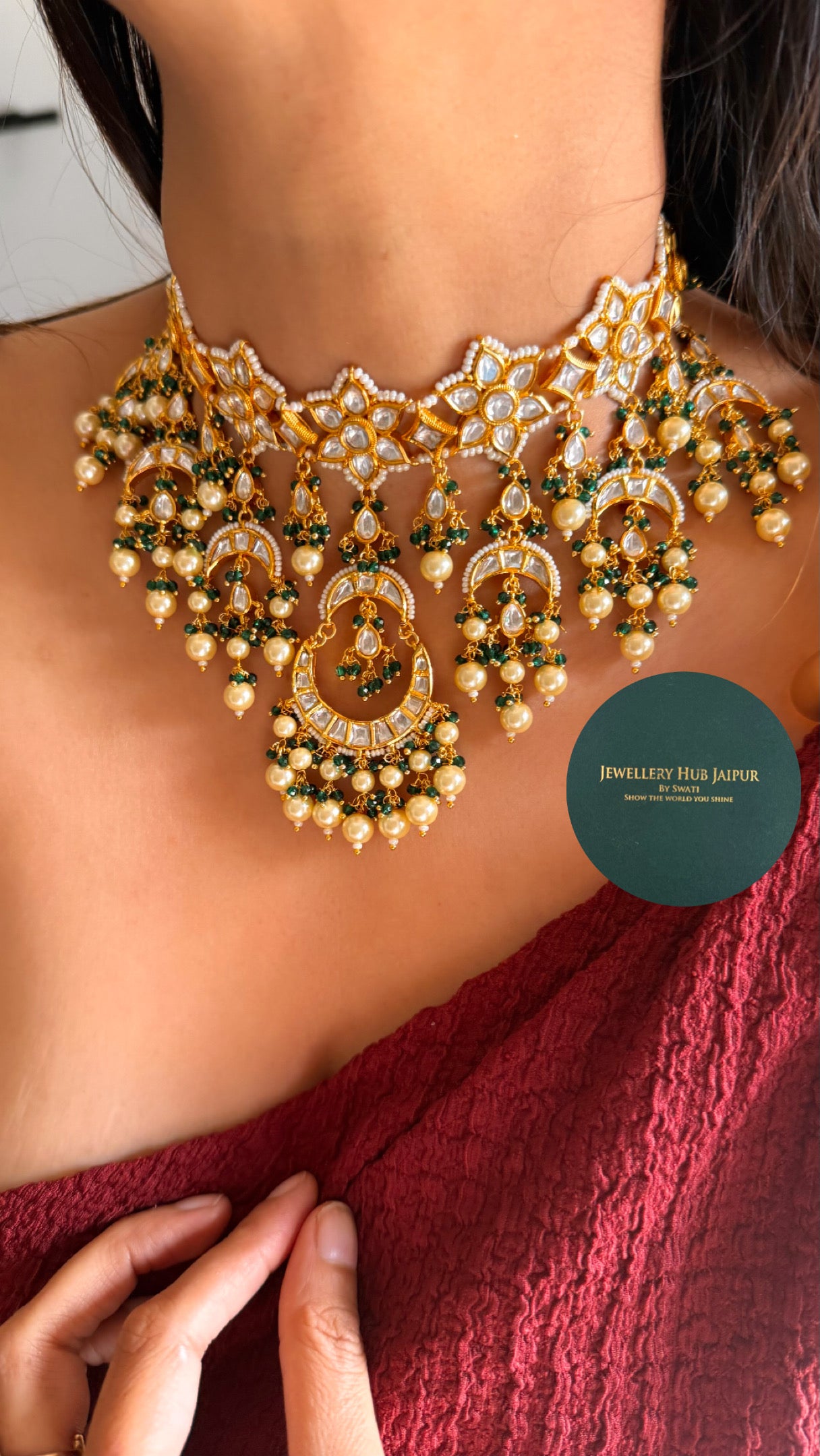 Heritage Chandbali floral pearl choker