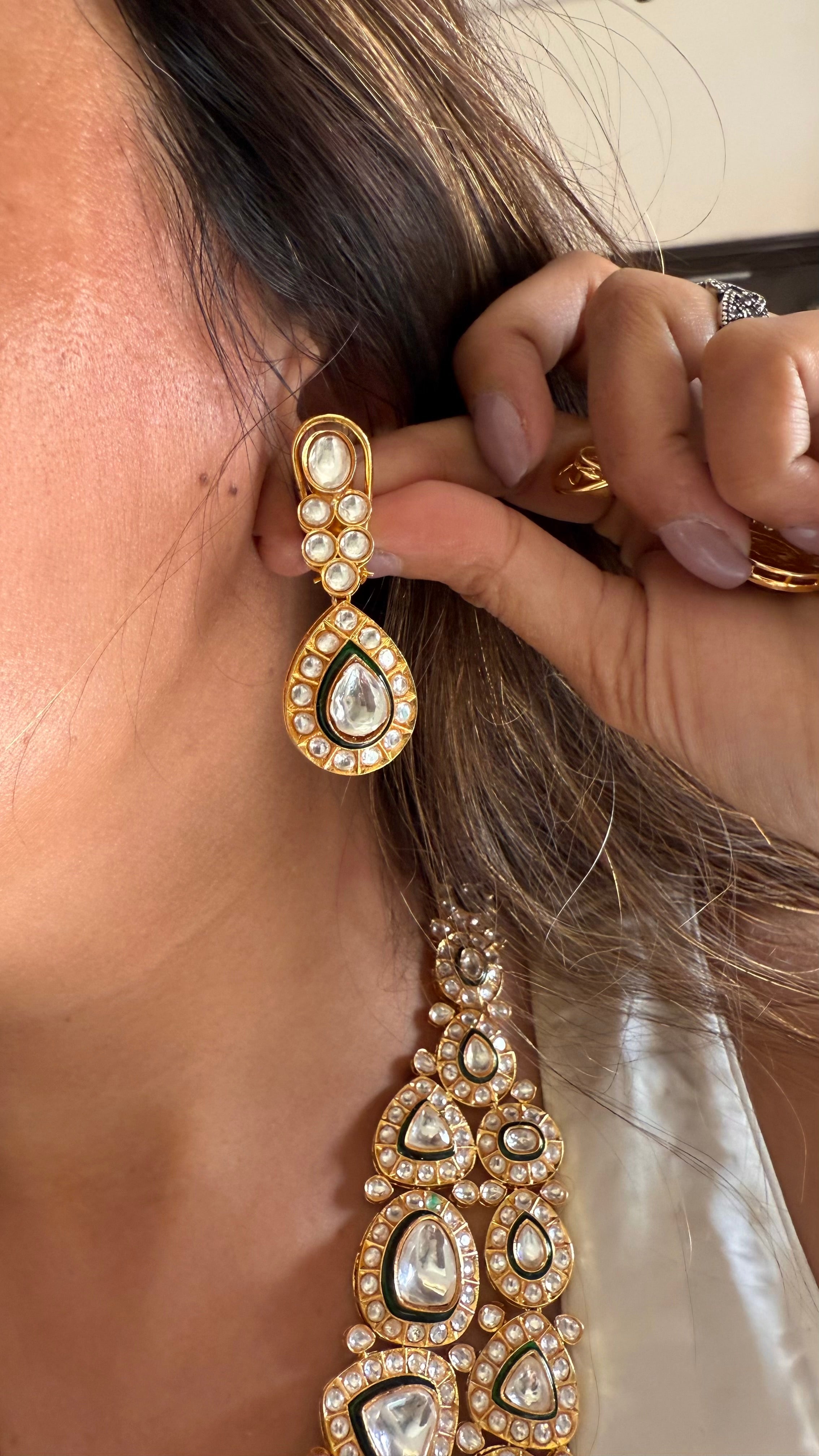 Rajeshwari Maharani Necklace with uncut polki and meenakari