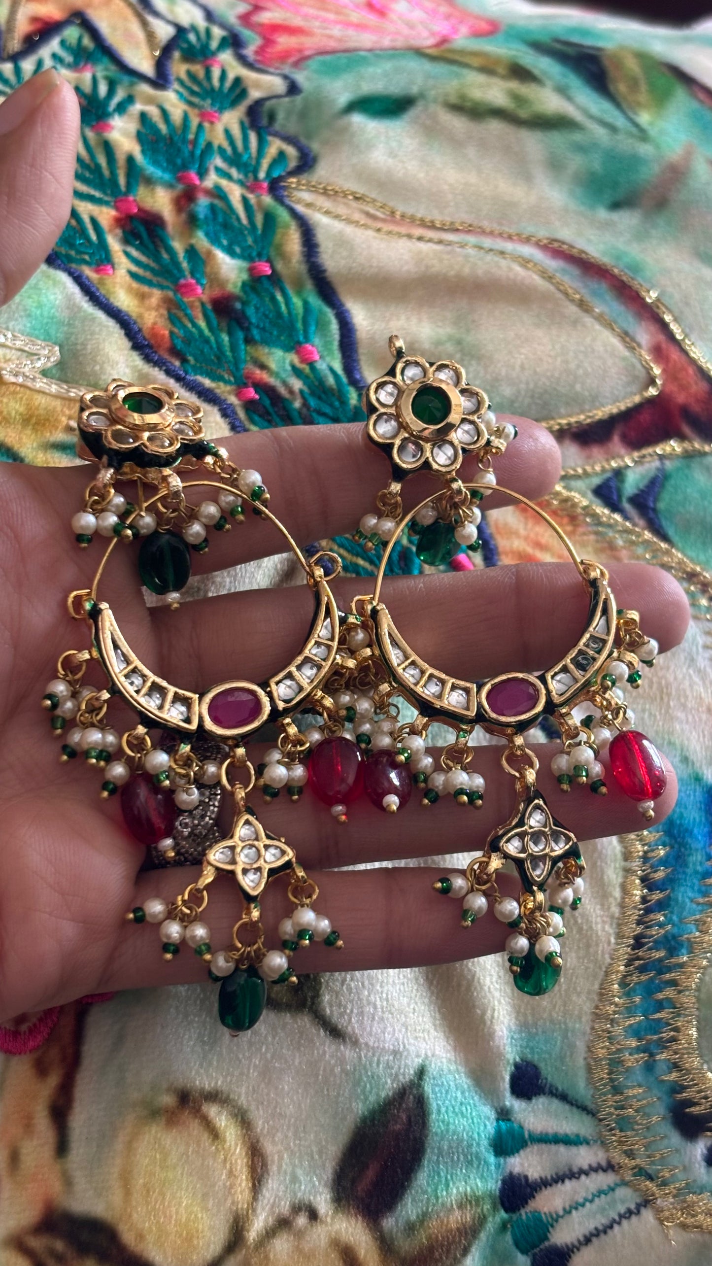 Emerald & ruby Chandbali