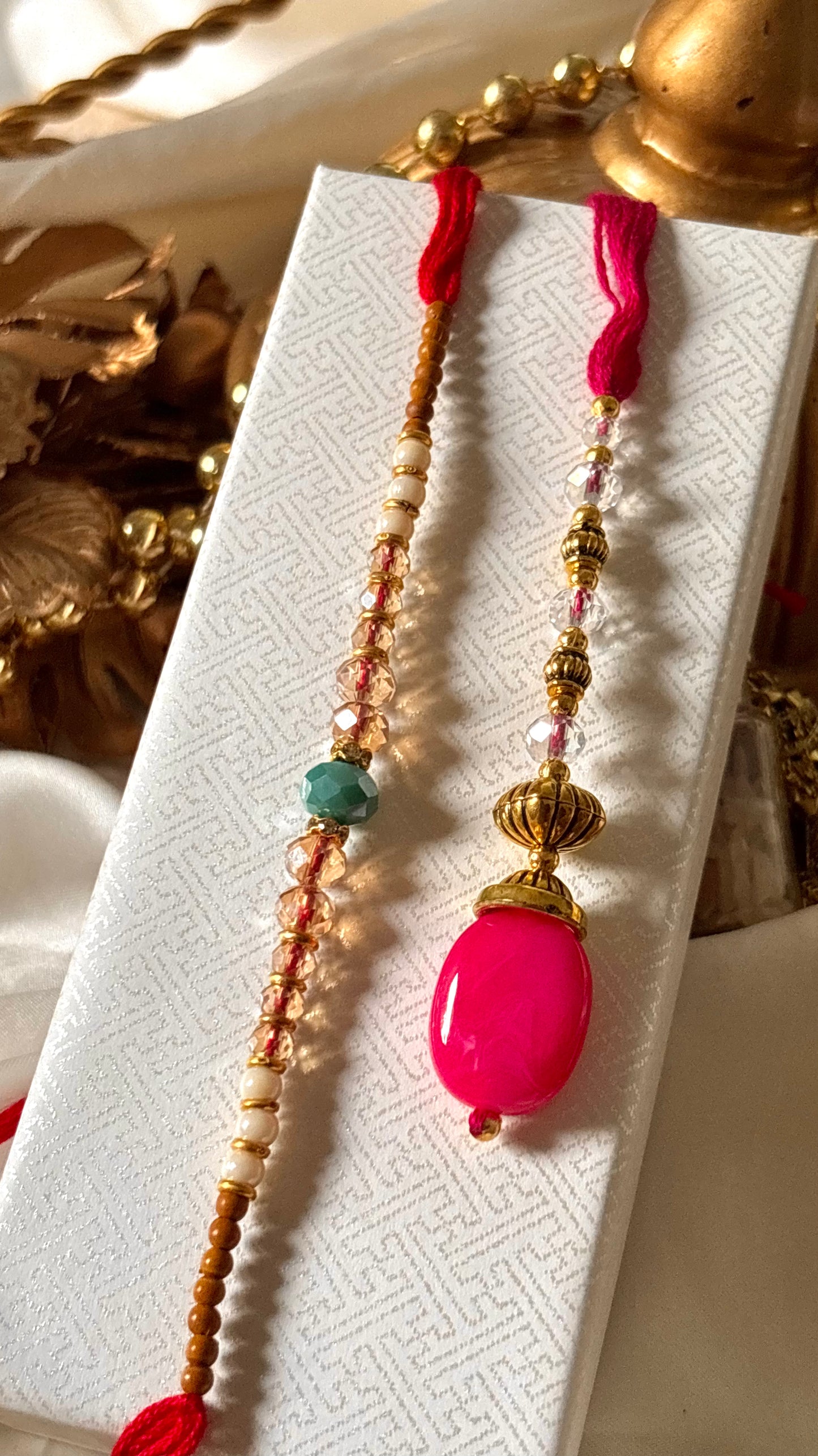 Bhaiya bhabhi lumba ruby designer stone oxidised rakhi ( shipping will be extra )
