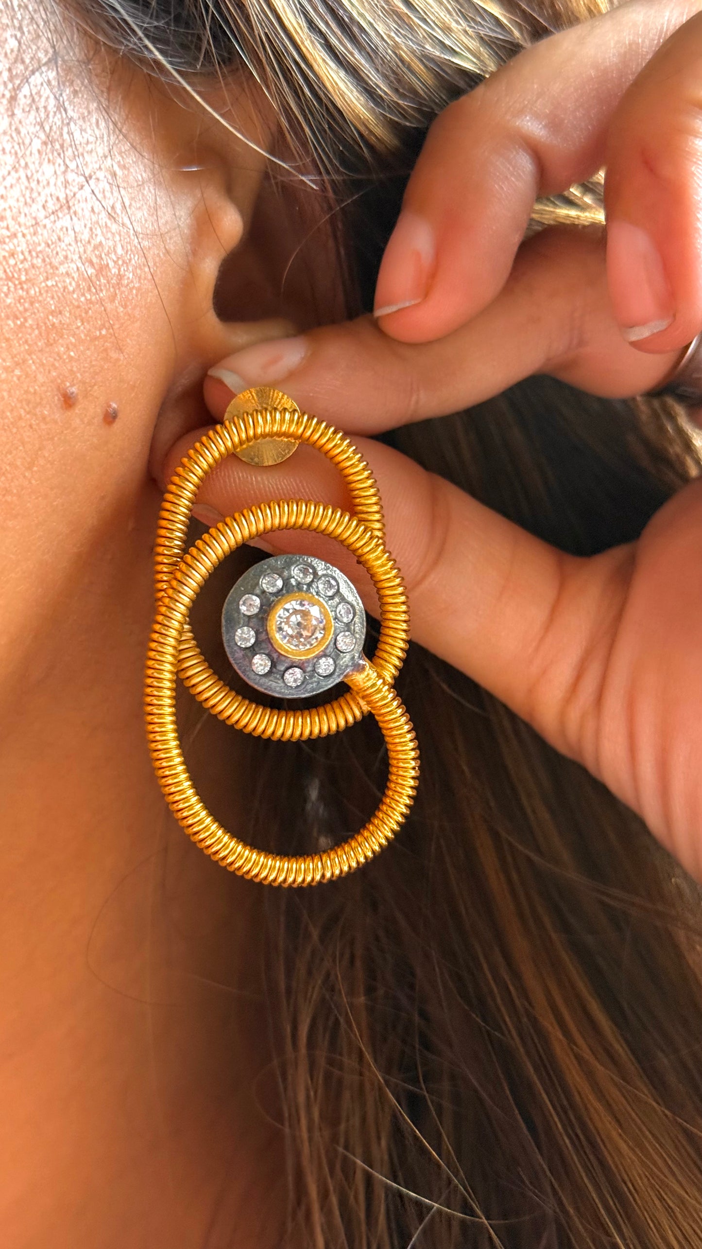 24kt Dubai Gold inspired abstract danglers