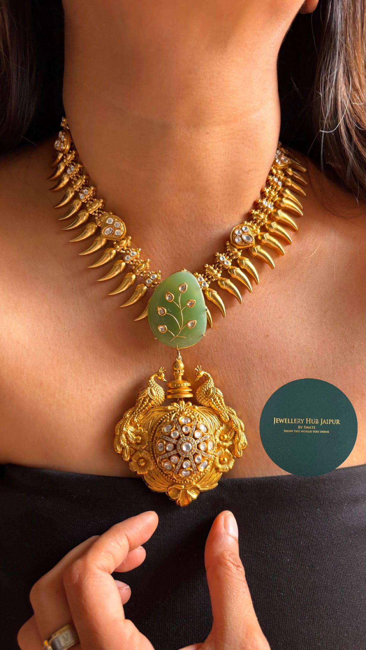 Amrapali inspired Mint swarna royal mayur Necklace