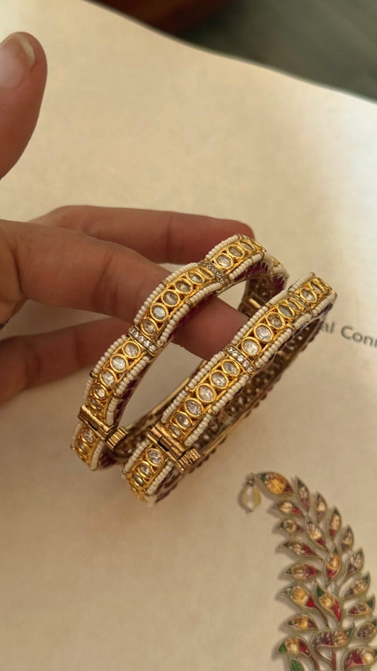 Moissanite & rani pink rajwada openable bangle