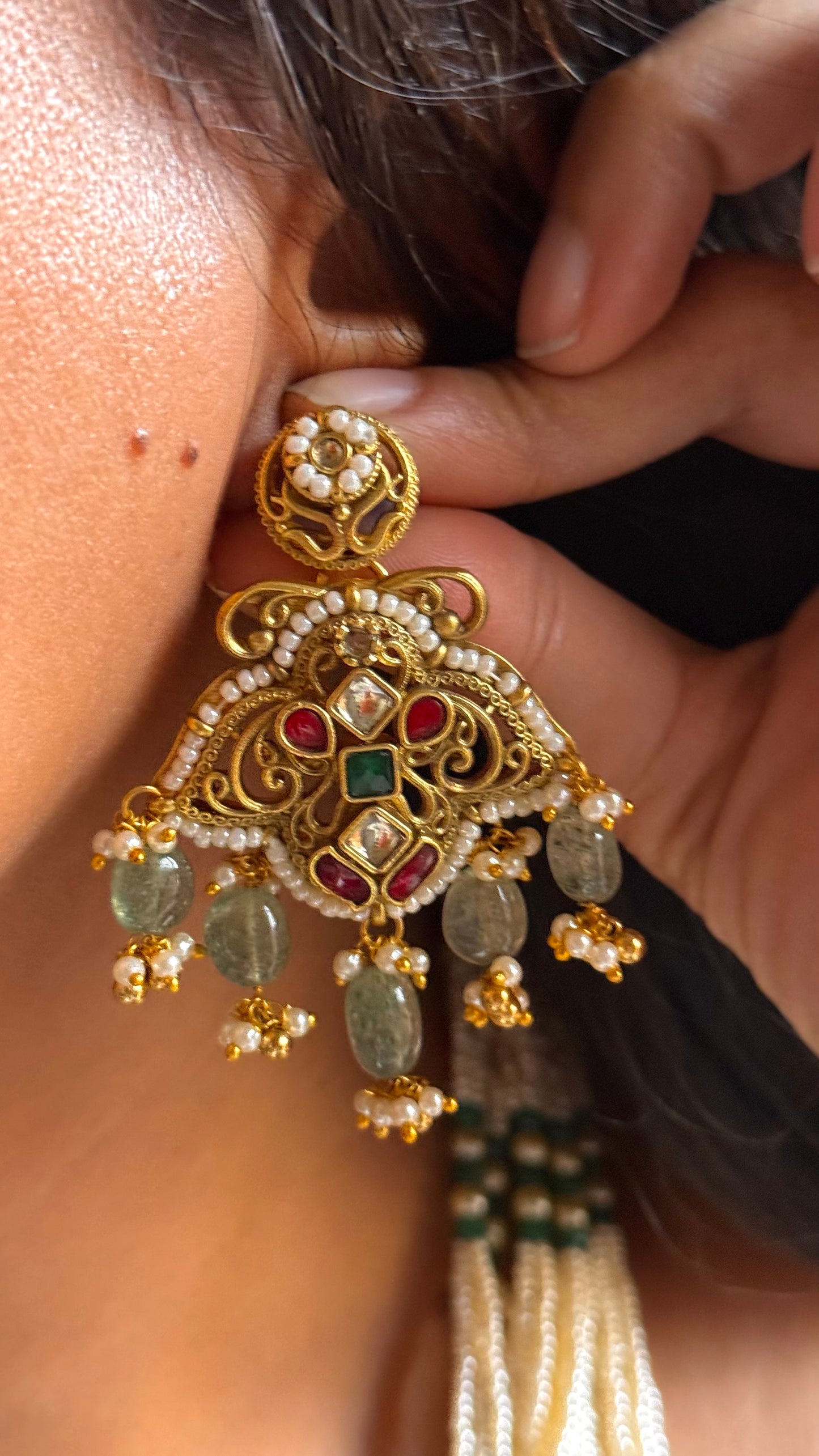 Heritage ruby&emerald jadau raani haar