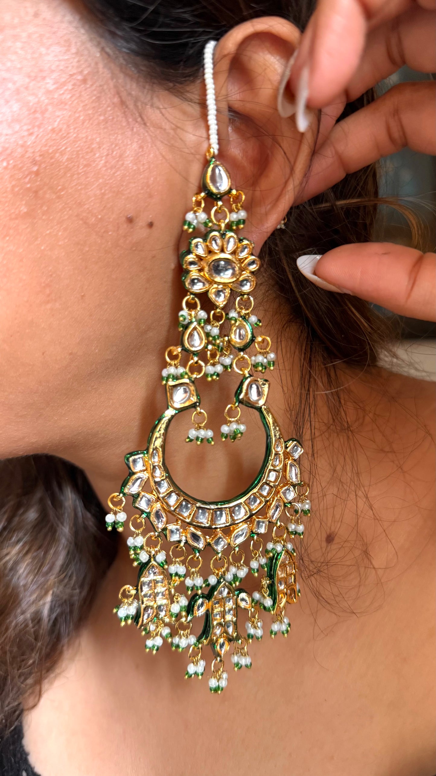 Meenakari kundan chandbali