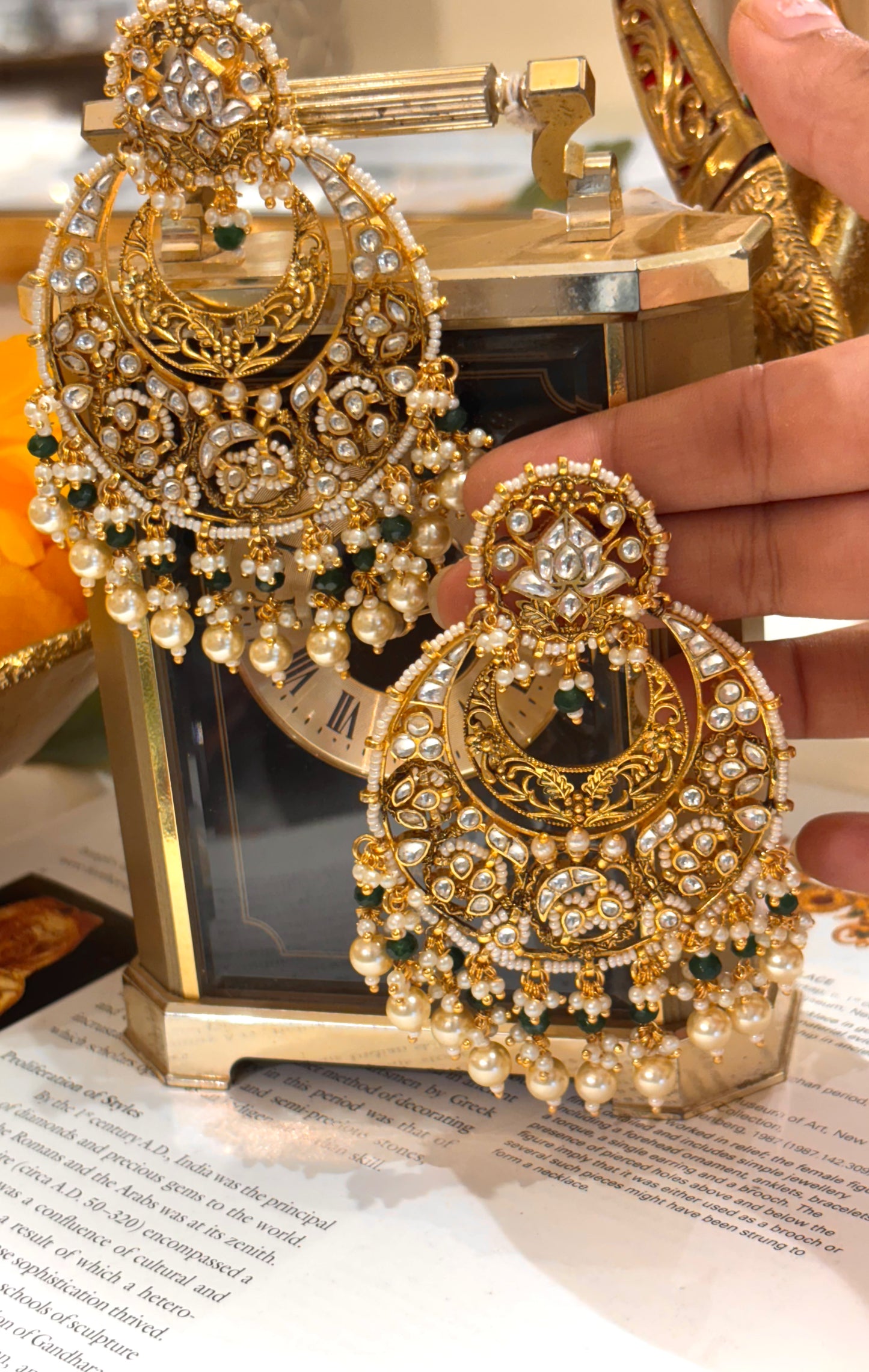 Paachi kundan gold chaandbaali designer earrings