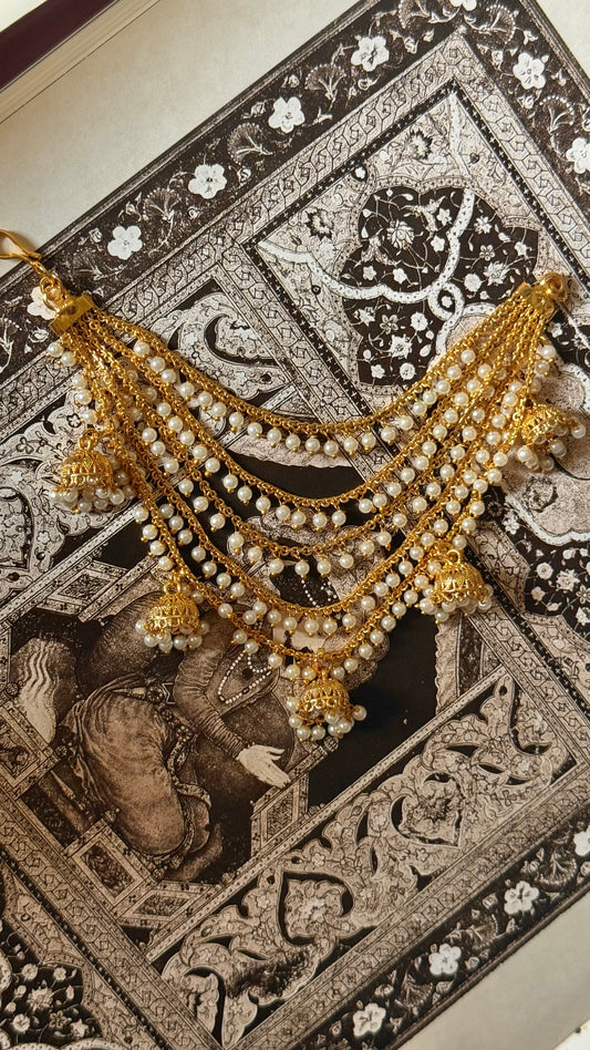 5 layer pearl drop jhumka style ear chain