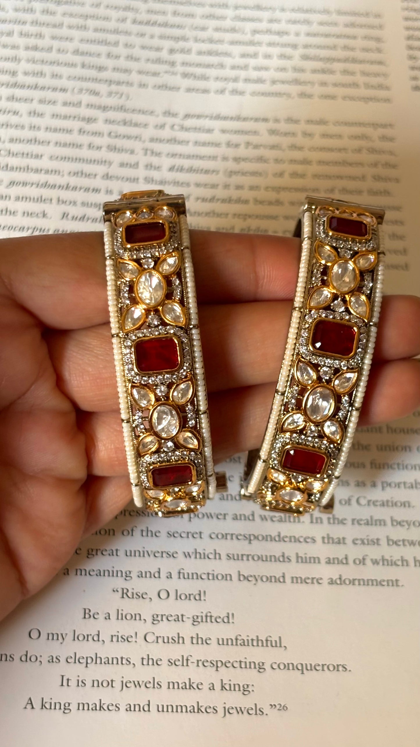 Real moissanite ruby polki Bangles
