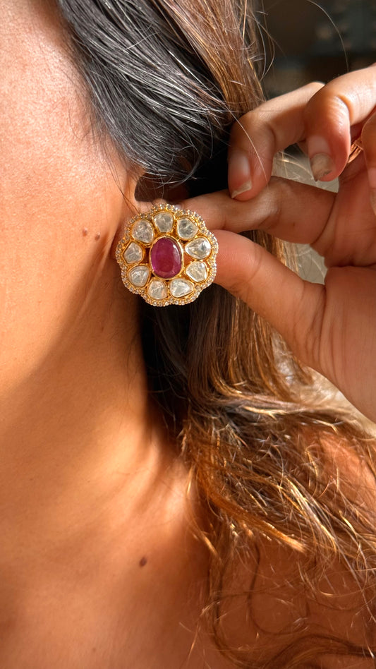 Rani pink real Moissanite studs