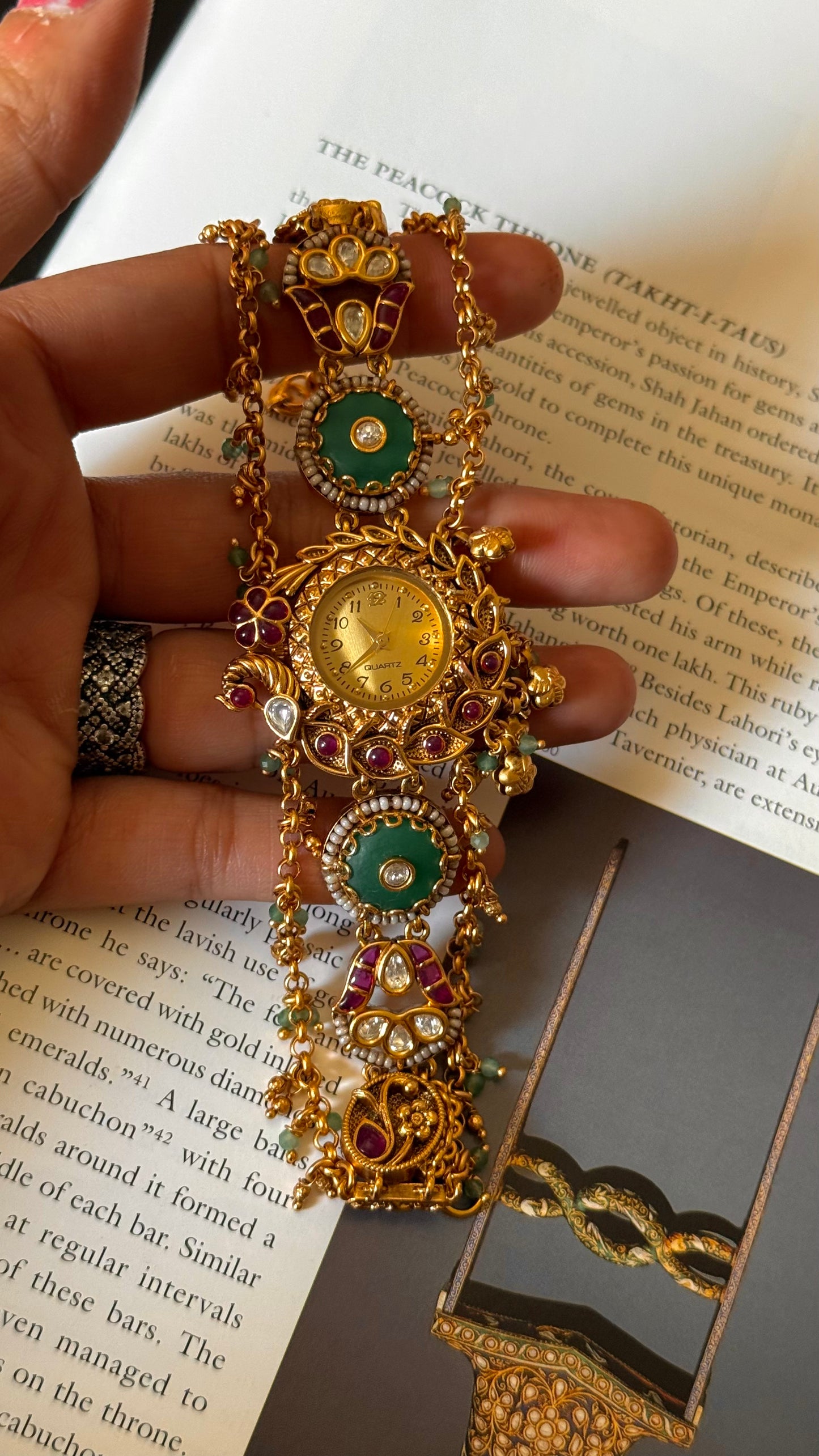 Peacock designer golden dial rajwada watch