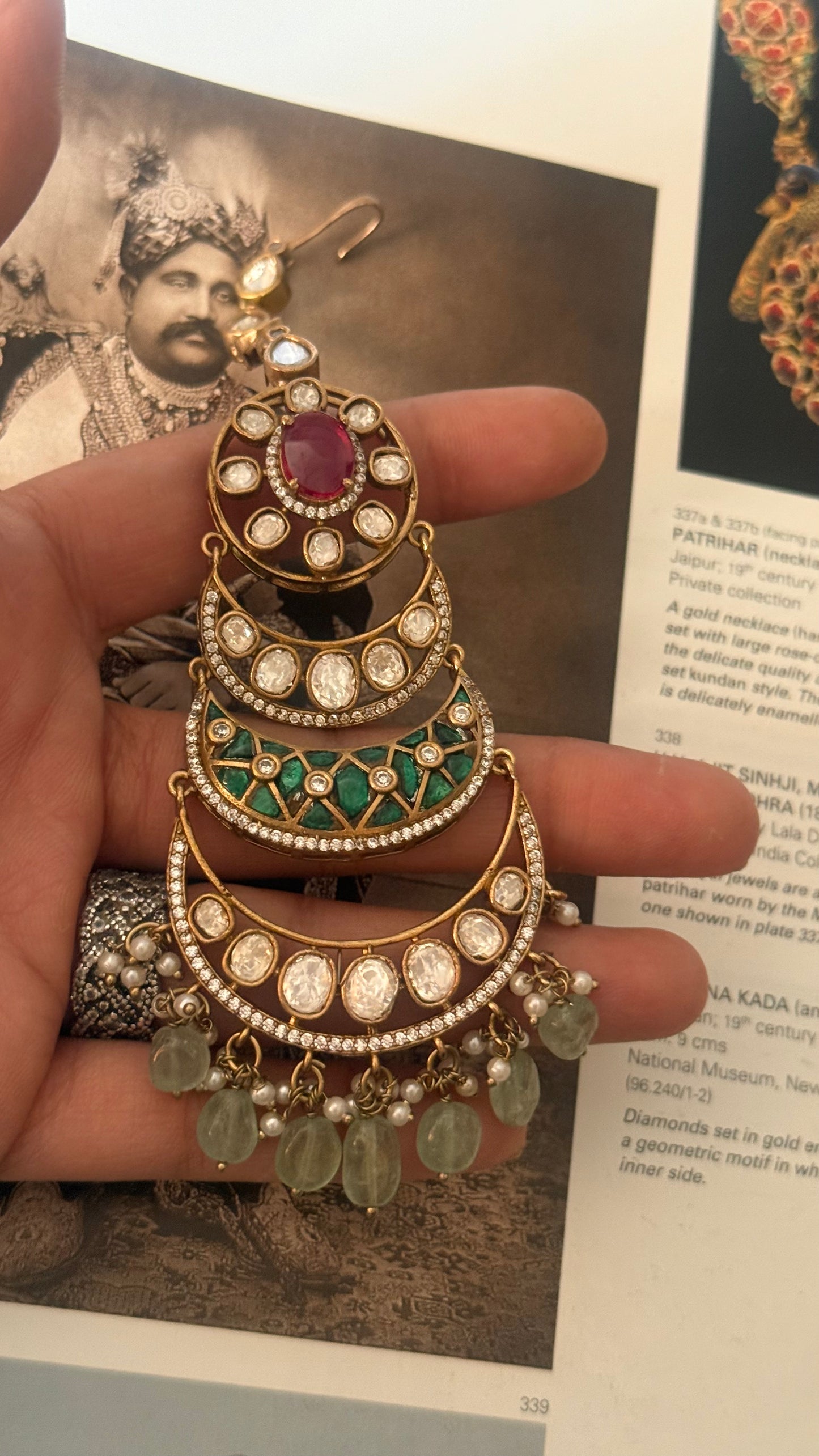 Ruby polki maangtika in chandbali layerd