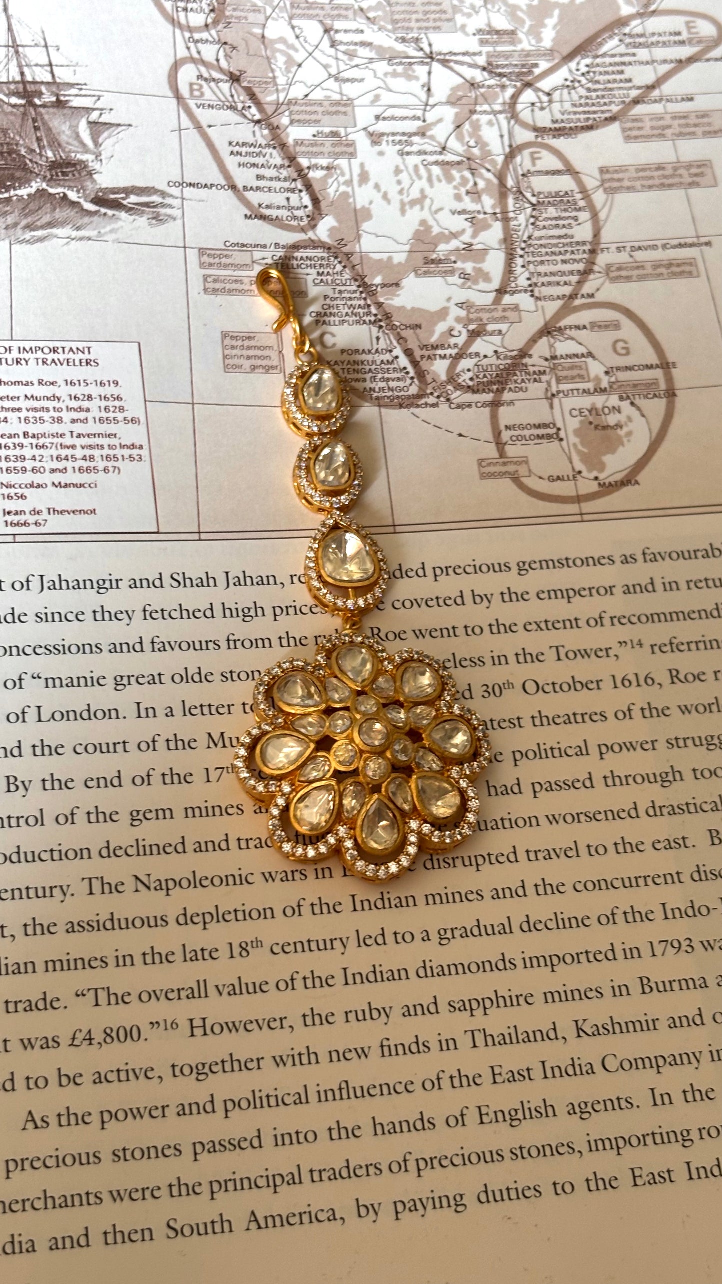 Real moissanite floral pattern Maangtika