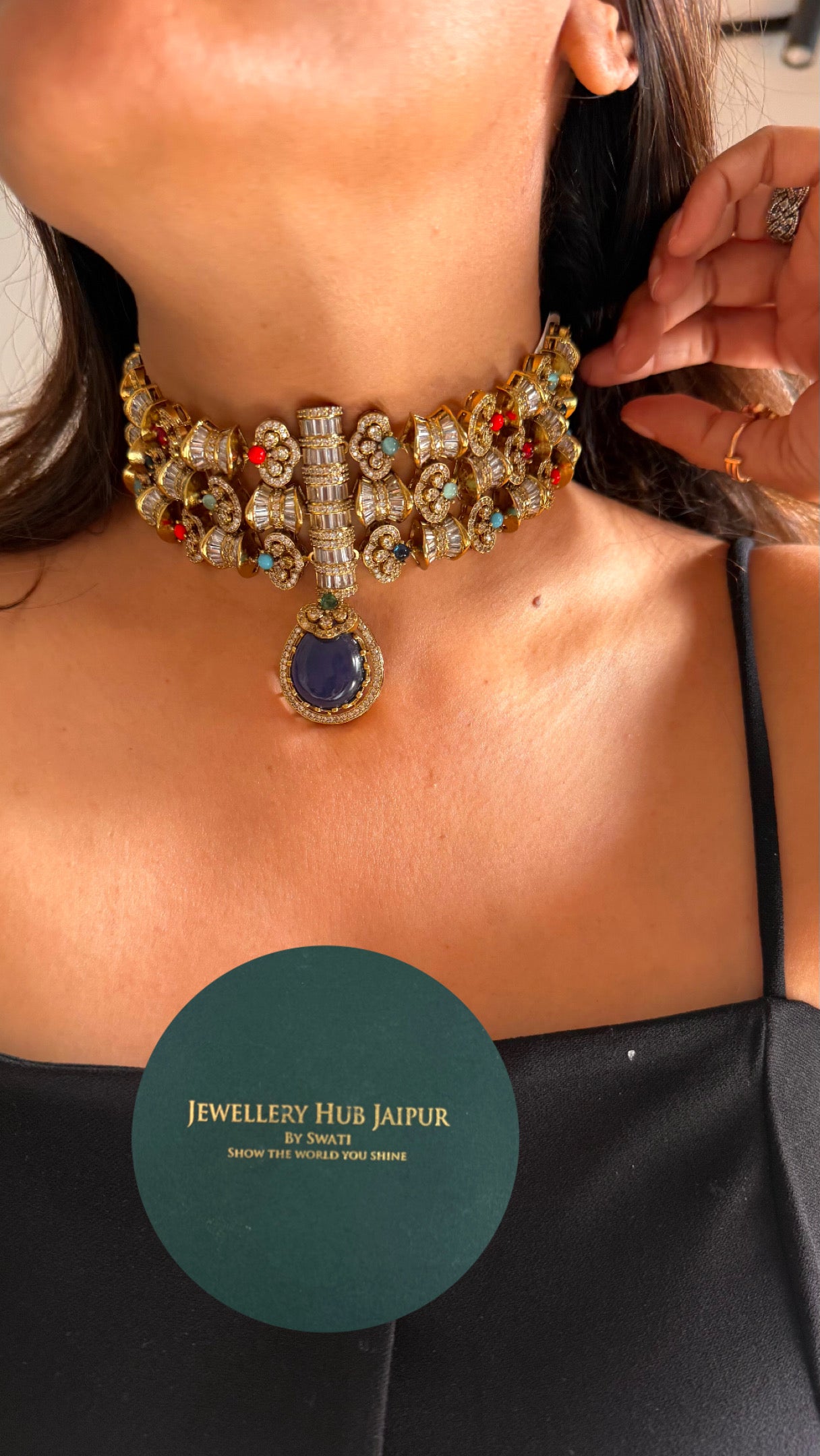 Sabyasachi inspired cocktail necklace (sapphire)