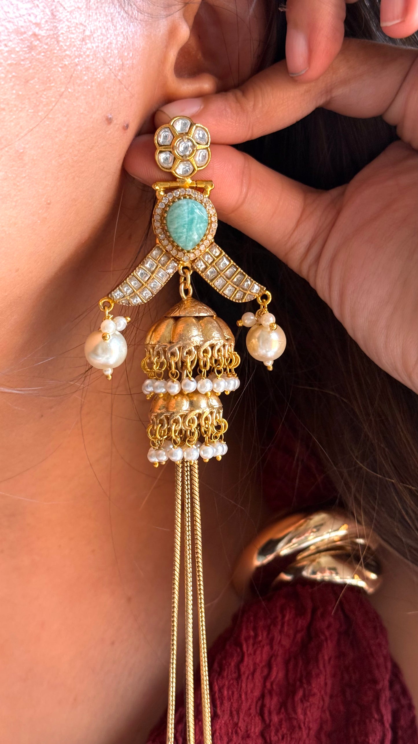 Mint paachi long jhumki danglers