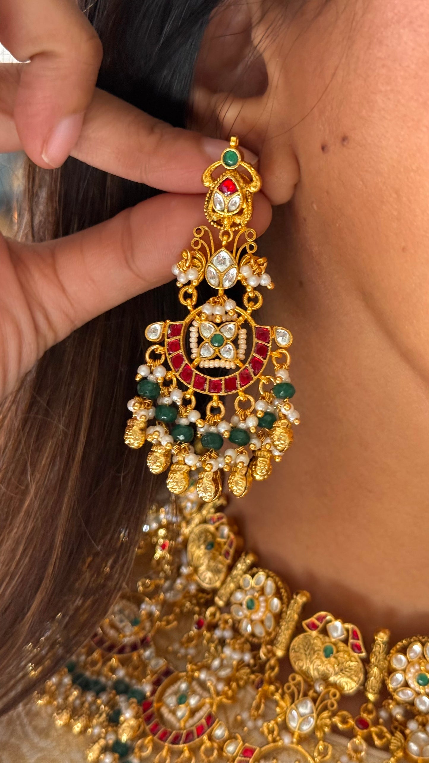 Heritage paachi gold ghungroo necklace