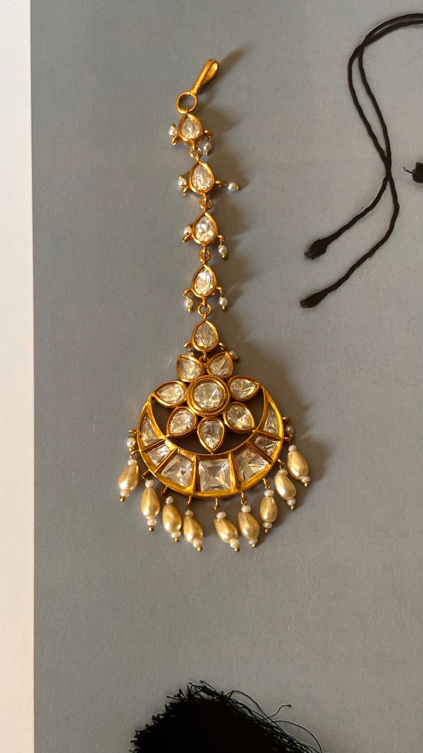 Real Moissanite Chandbali maangtika