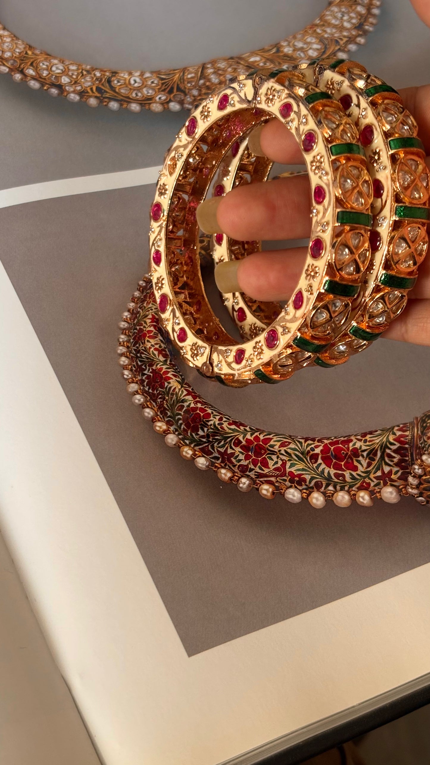 Emerald meena moissanite ruby bangles