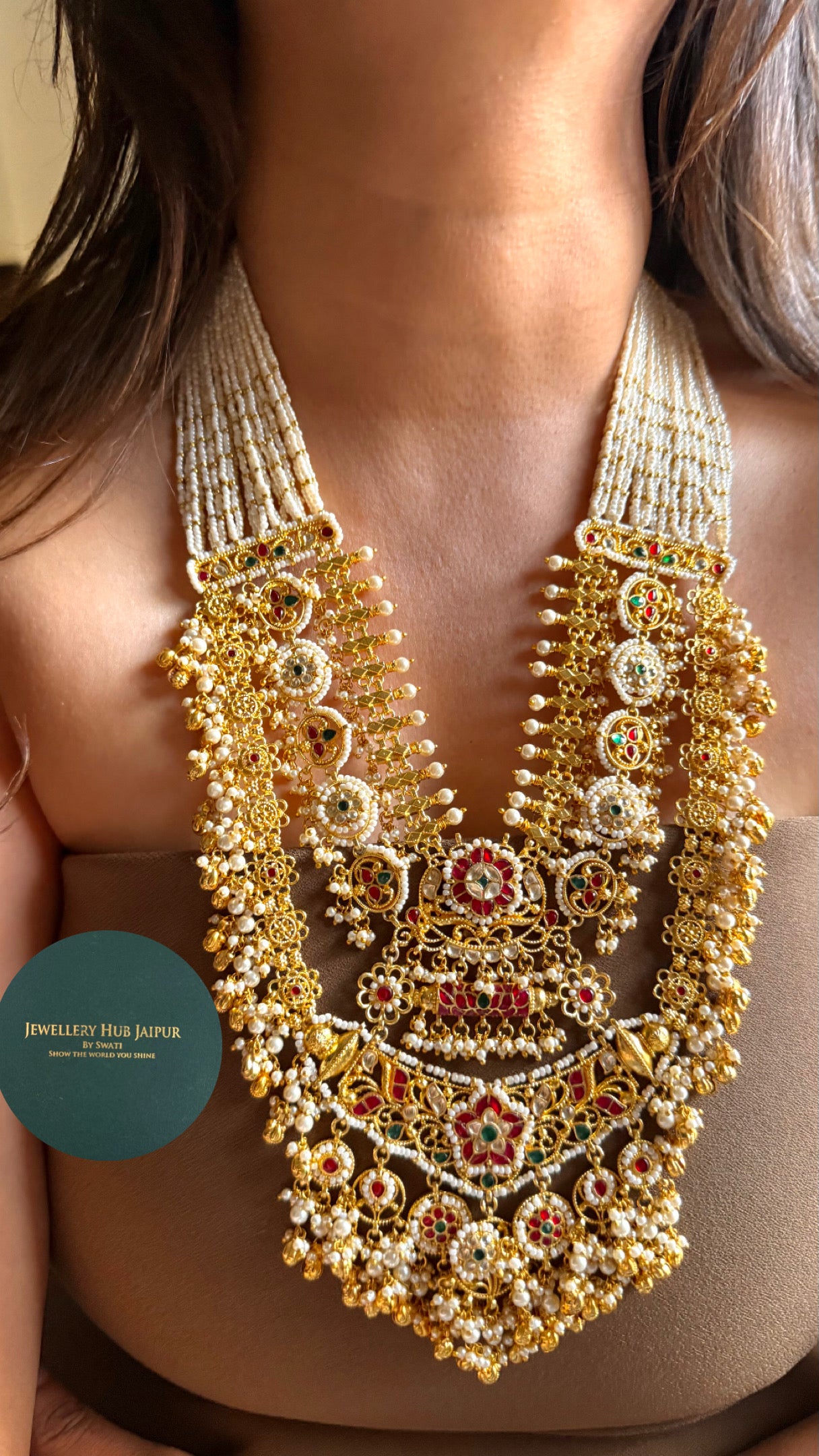 Real jadau paachi kundan handmade raani haar
