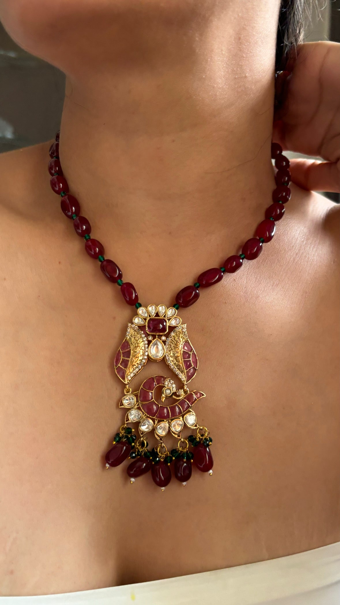 Ruby paachi polki necklace
