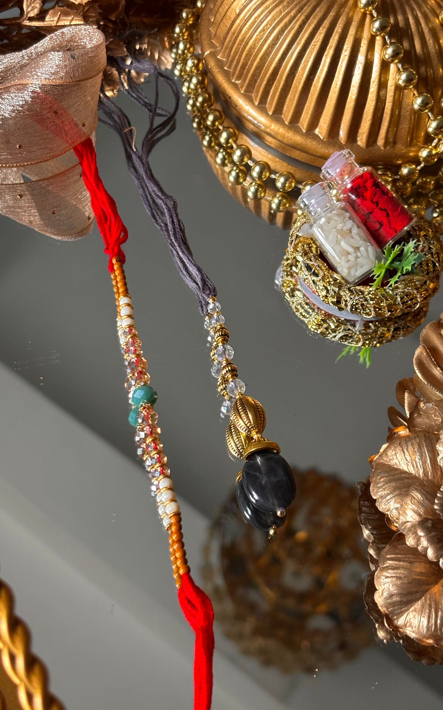 Bhaiya bhabhi lumba granite designer stone oxidised rakhi ( shipping will be extra )