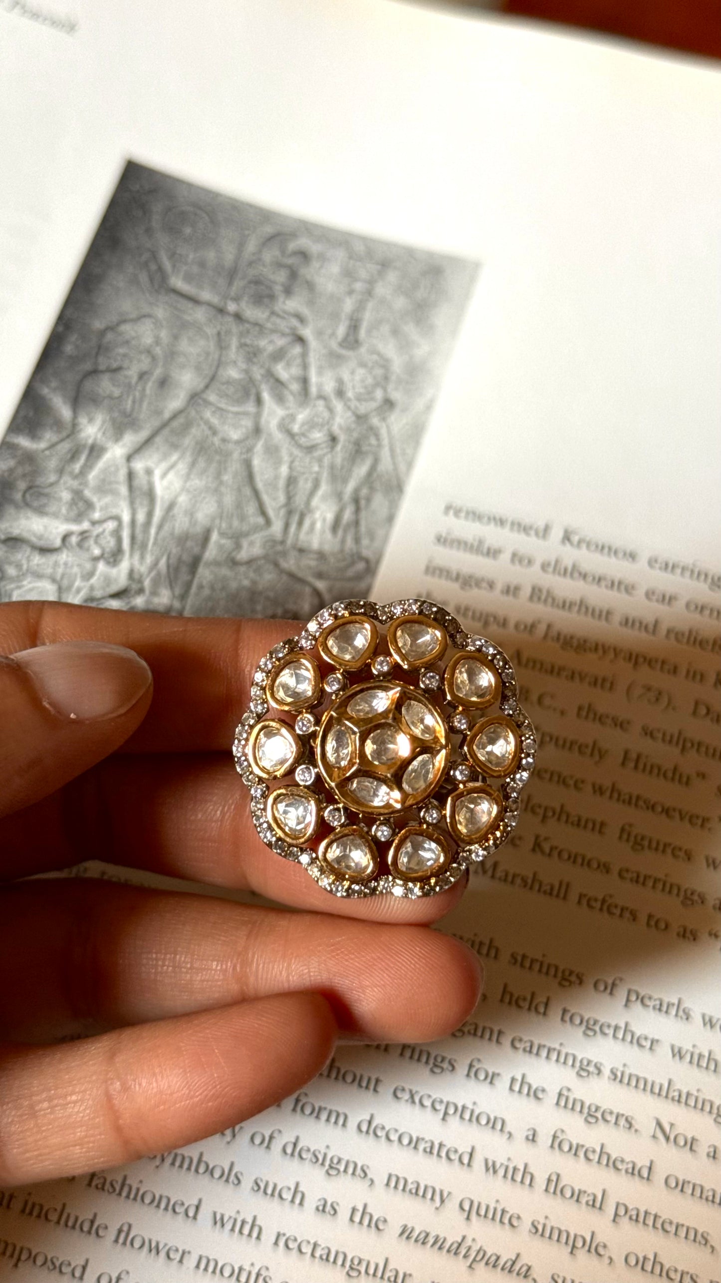 Moissanite polki adjustable Ring