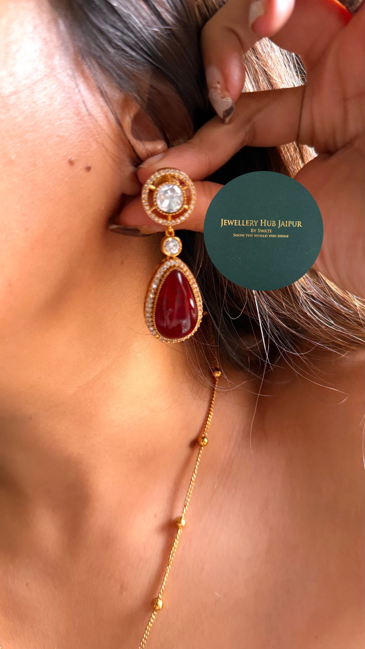 Ruby doublet moissanite minimal pendant set