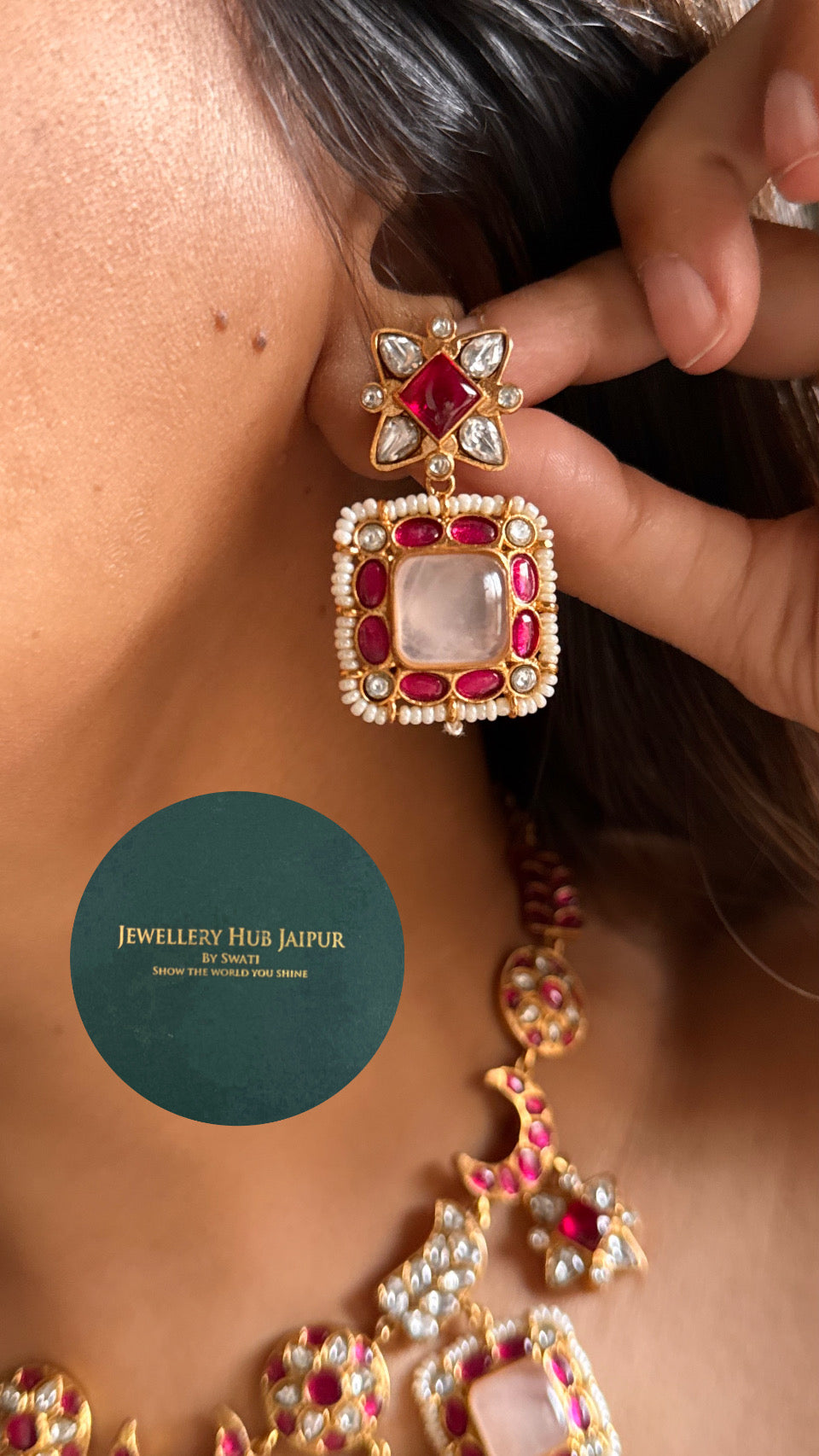 Amrapali ruby chandbali necklace