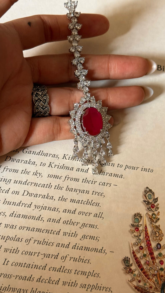 Ruby doublet cz diamond Maangtika