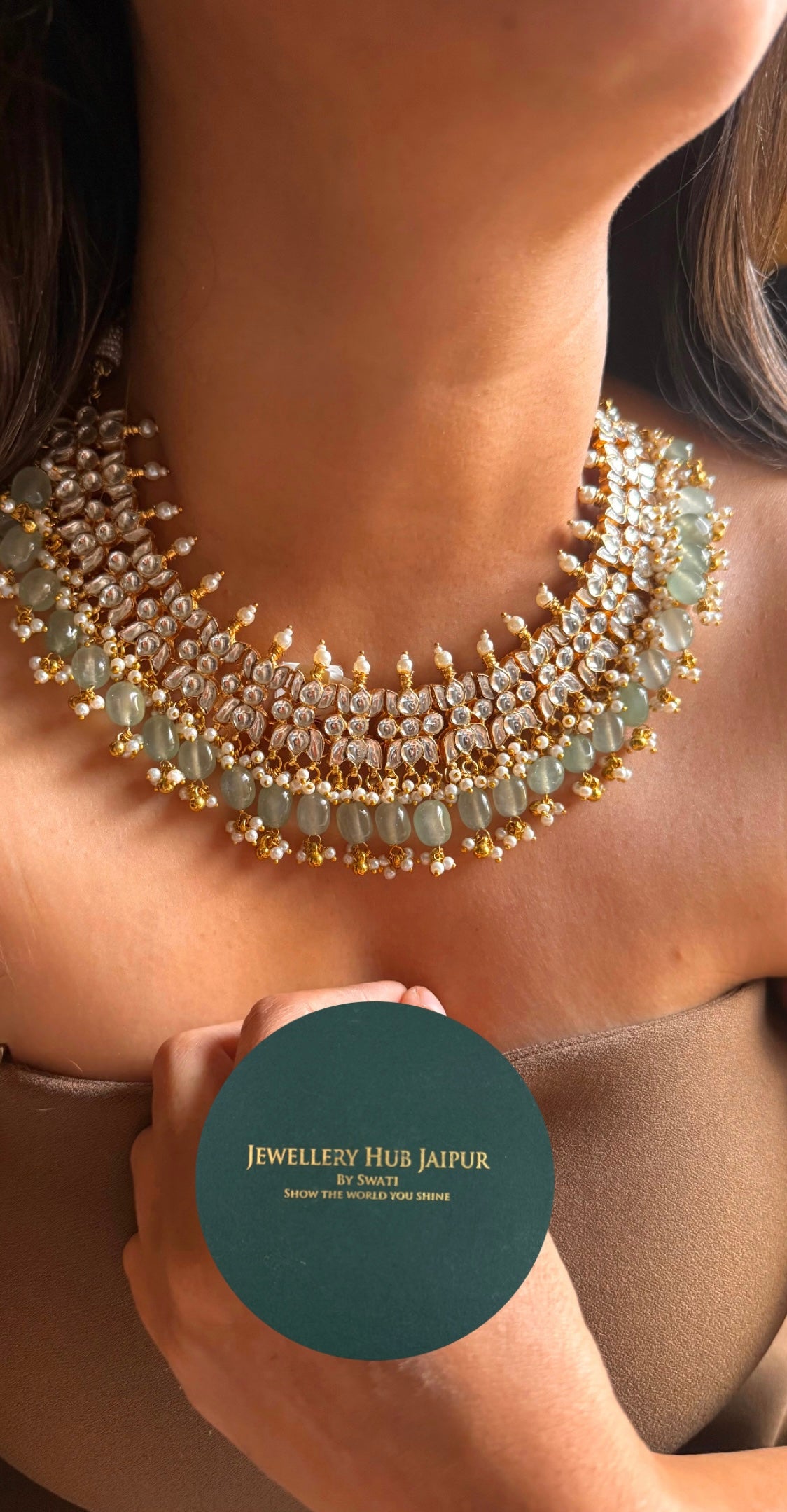 Lotus inspired paachi kundan collar Necklace