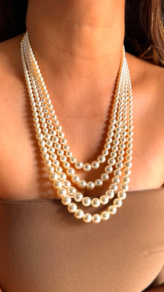 4 layer pearl necklace