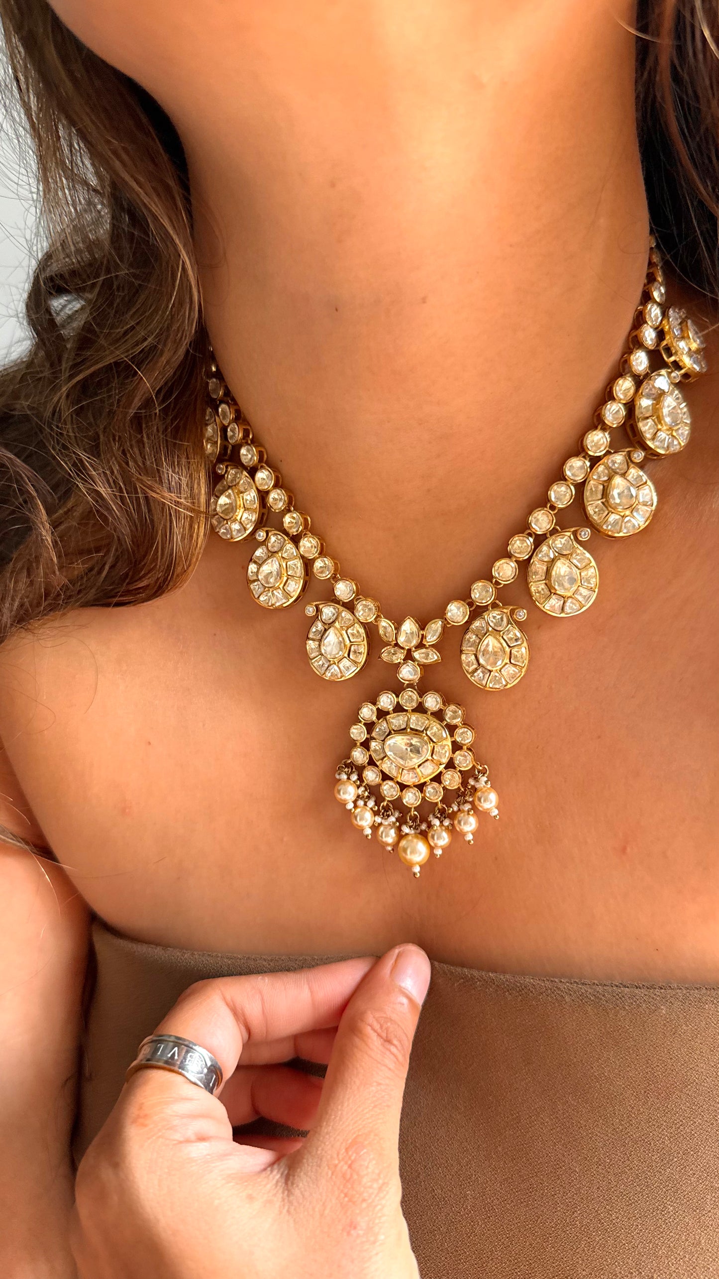Peeli polki madhubani designer necklace