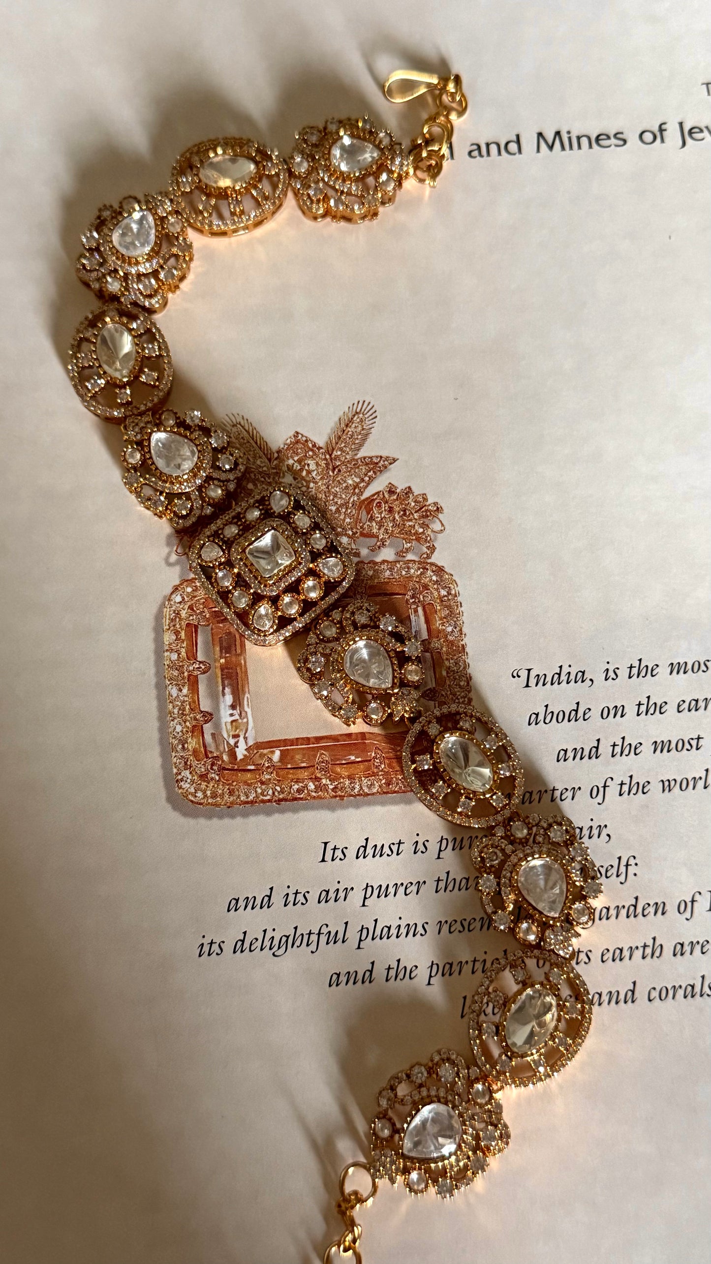 Moissanite polki victorian sheesh patti