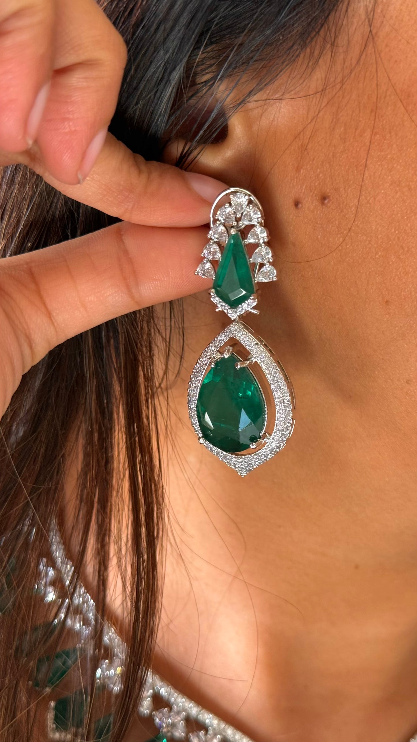 Emerald cz diamond statement necklace