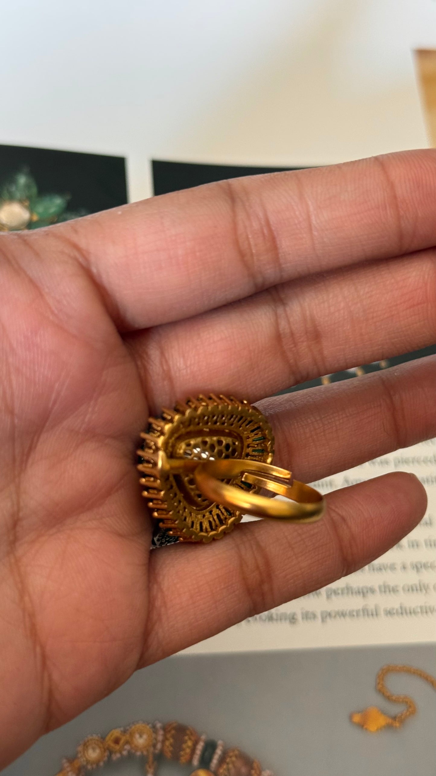 Emerald uncut polki takkar work ring