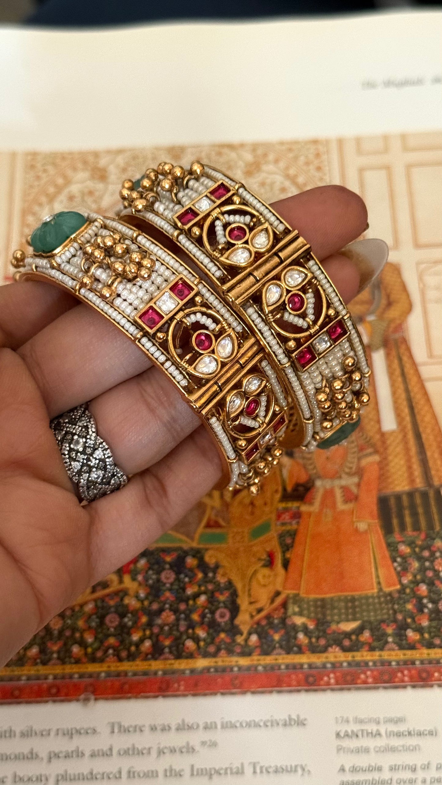 Mint floral & rani pink rajwada openable bangle